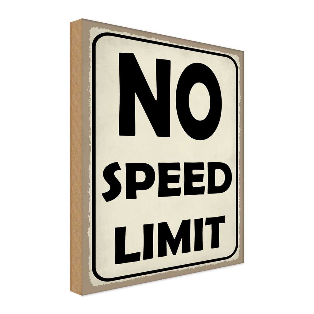 Holzschild 40x30 cm No speed limit Warnschild Hinweisschild