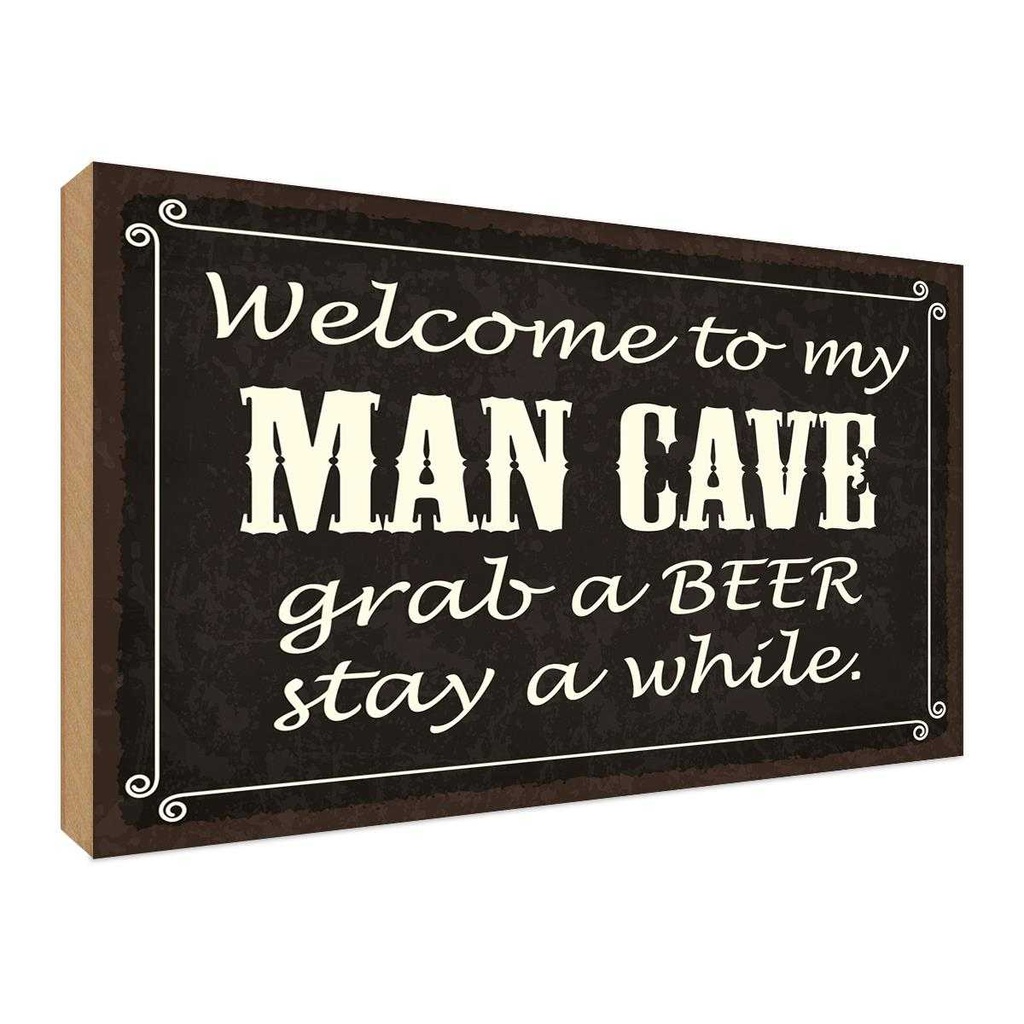 Holzschild 30x40 cm welcome to my MAN CAVE Männer Frauen