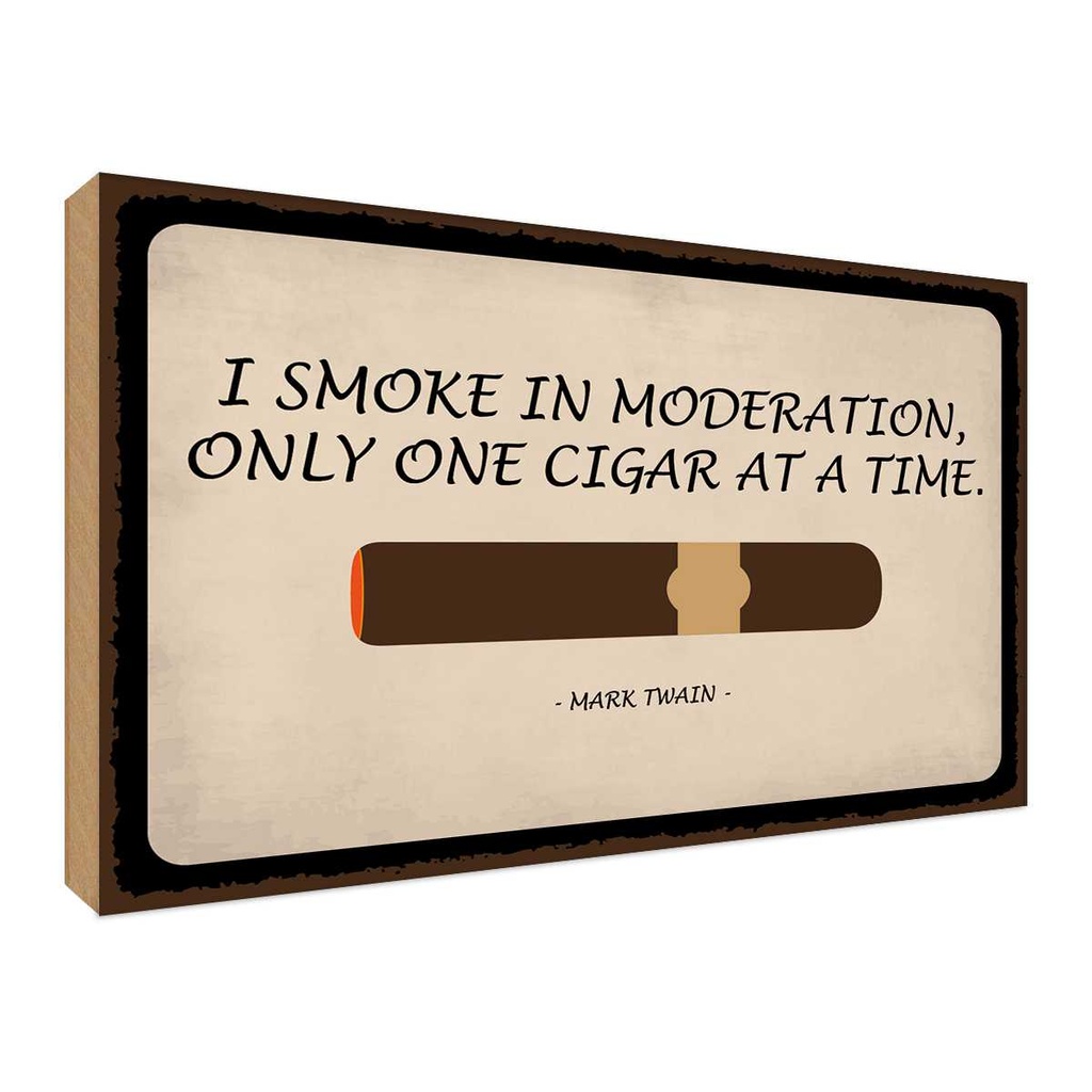 Holzschild 30x40 cm i smoke in moderation only cigar Spruch Zitat
