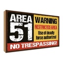 Holzschild 30x40 cm area 51 warning restrictes area