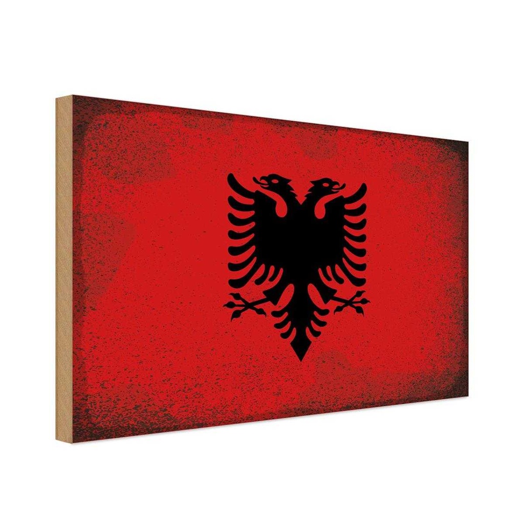 Holzschild 30x40 cm Albanien Albania Flagge Fahne Wappen