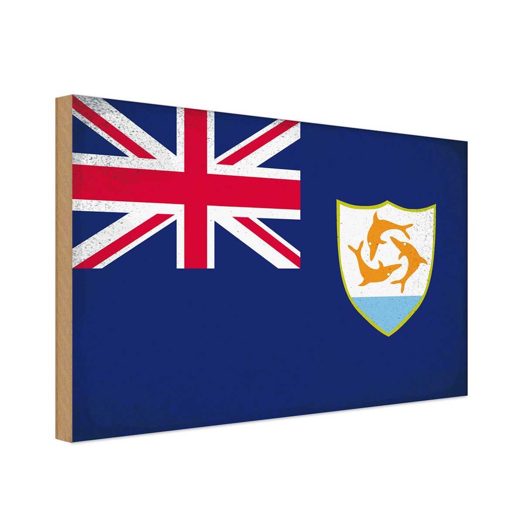 Holzschild 30x40 cm Anguilla Flagge Fahne Wappen