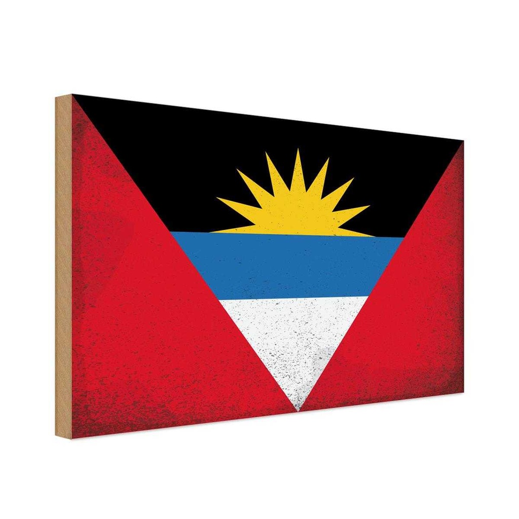 Holzschild 30x40 cm Antigua und Barbuda Flagge Fahne Wappen