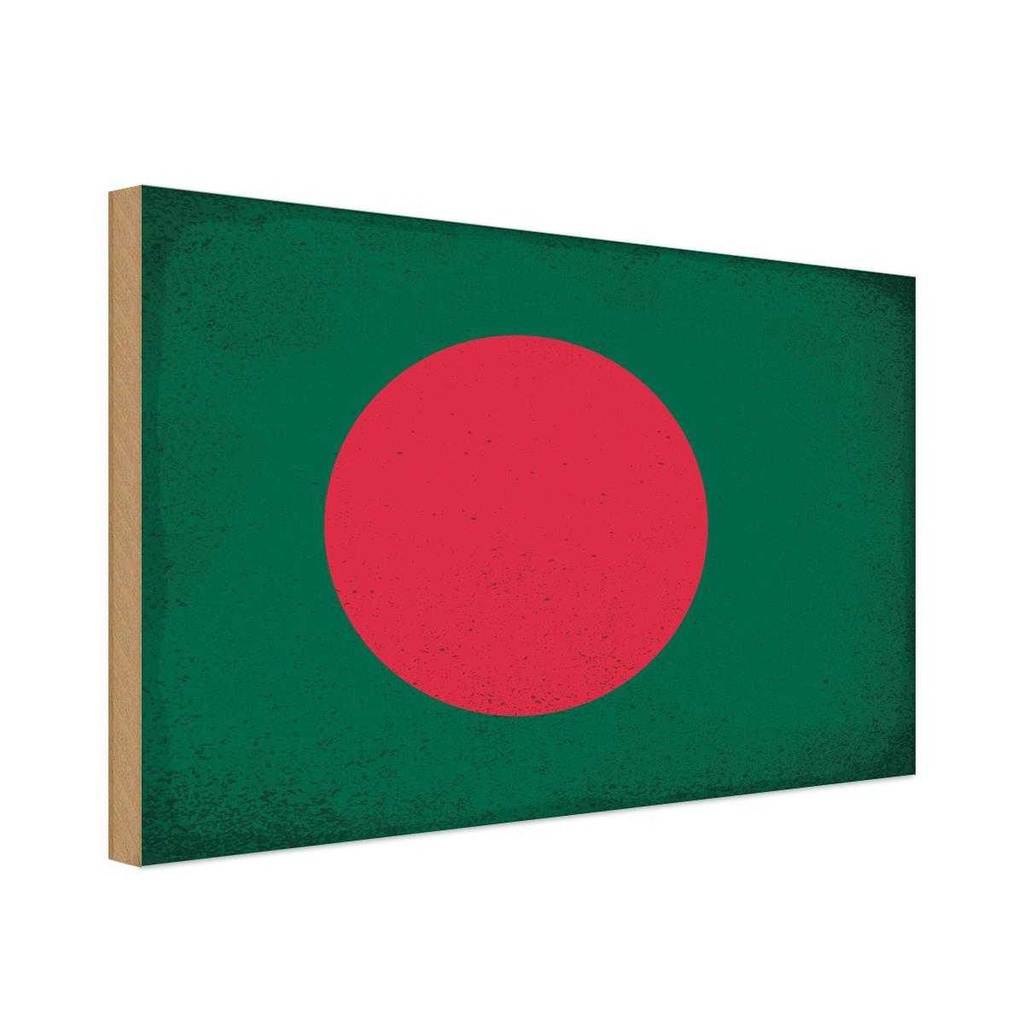 Holzschild 30x40 cm Bangladesch Bangladesh Flagge Fahne Wappen