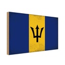 Holzschild 30x40 cm Barbados Flagge Fahne Wappen