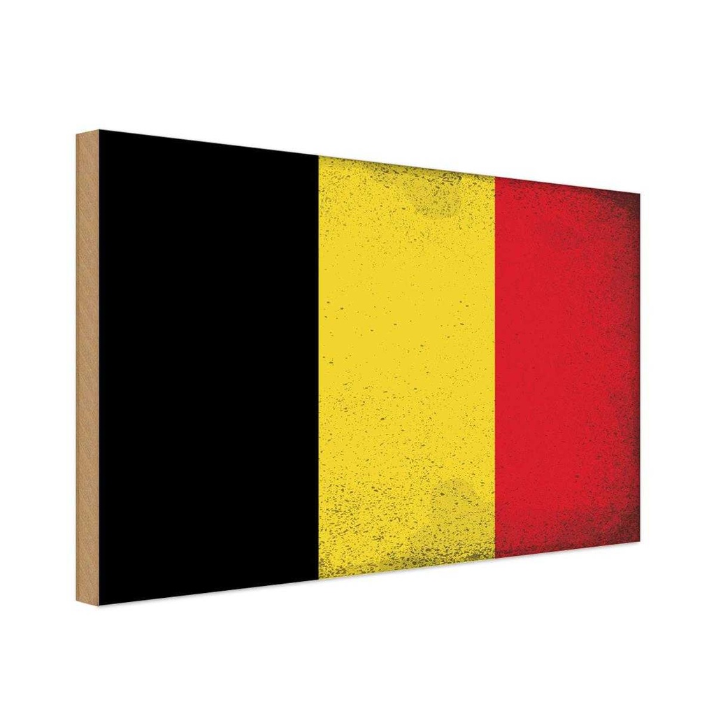 Holzschild 30x40 cm Belgien Belgium Flagge Fahne Wappen