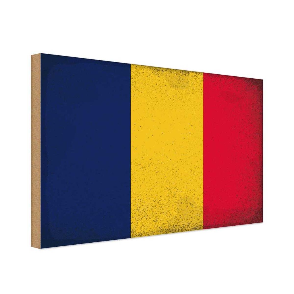 Holzschild 30x40 cm des Tschad Chad Flagge Fahne Wappen