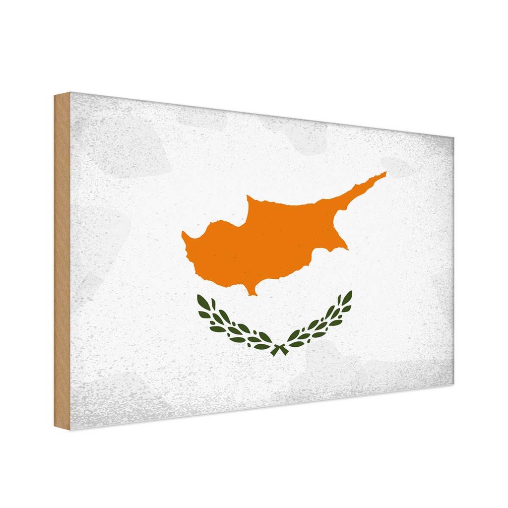 Holzschild 30x40 cm Zypern Cyprus Flagge Fahne Wappen