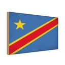Holzschild 30x40 cm DR Kongo Congo Flagge Fahne Wappen
