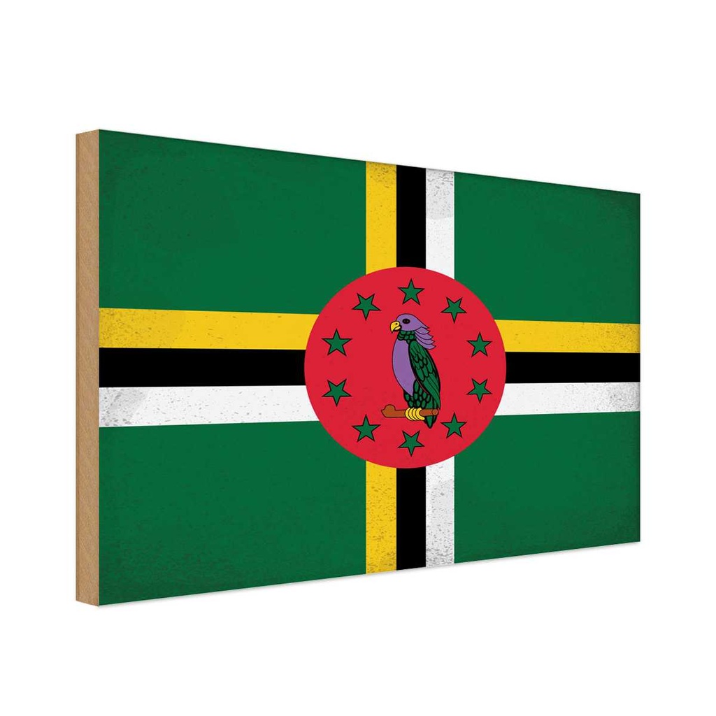 Holzschild 30x40 cm Dominica Flagge Fahne Wappen