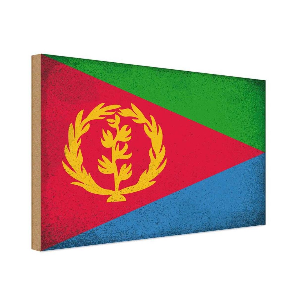 Holzschild 30x40 cm Eritrea Flagge Fahne Wappen