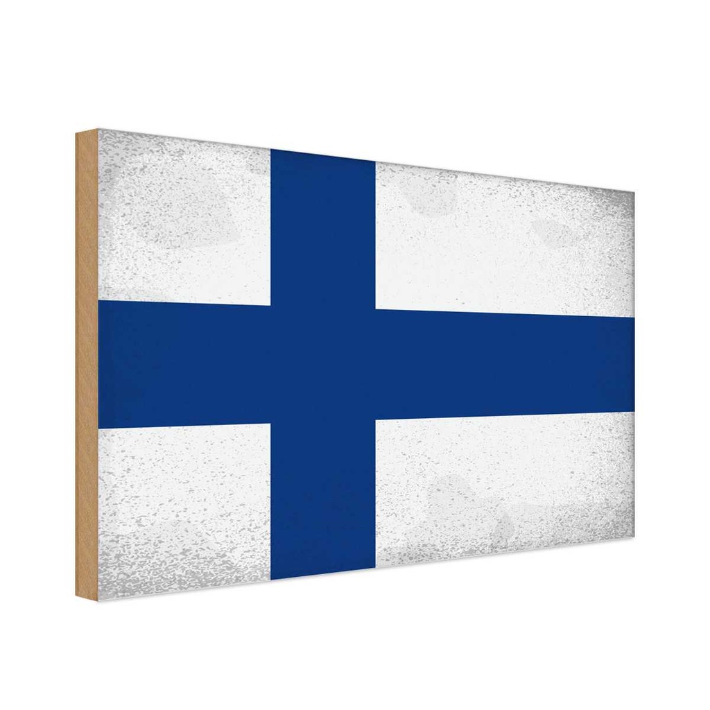 Holzschild 30x40 cm Finnland Finland Flagge Fahne Wappen