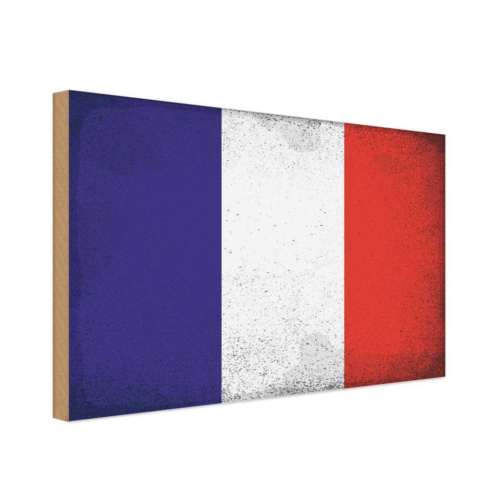 Holzschild 30x40 cm Frankreich France Flagge Fahne Wappen