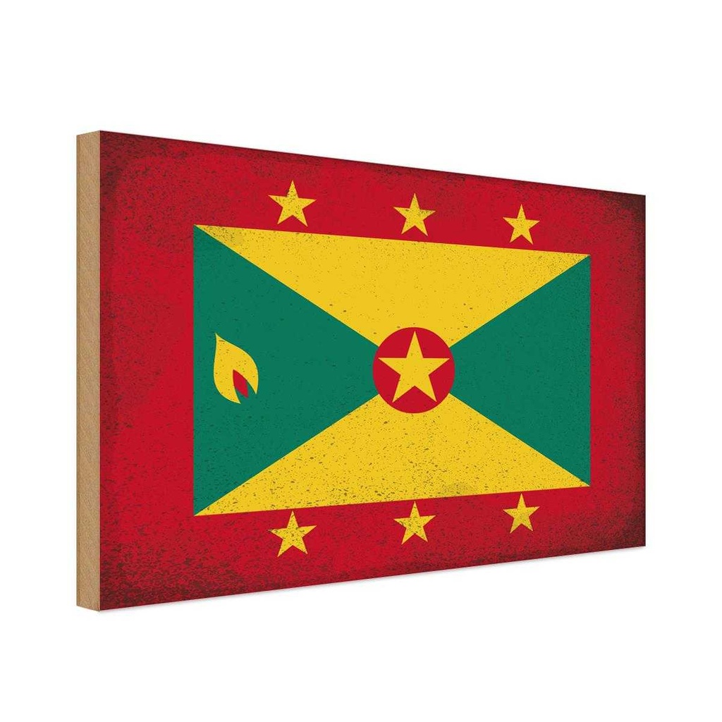 Holzschild 30x40 cm Grenada Flagge Fahne Wappen