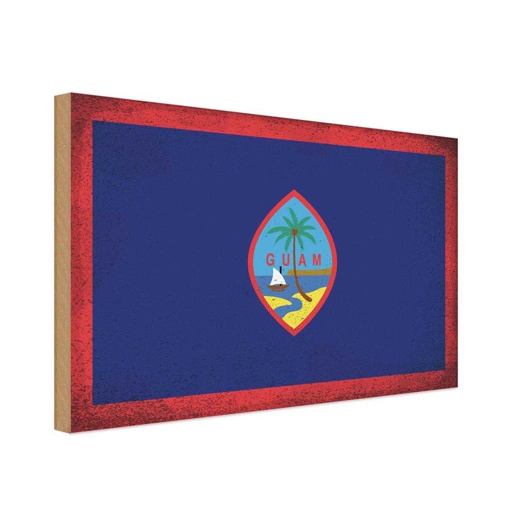 Holzschild 30x40 cm Guam Flagge Fahne Wappen