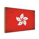 Holzschild 30x40 cm Hongkong Hong Kong Flagge Straße Stadt