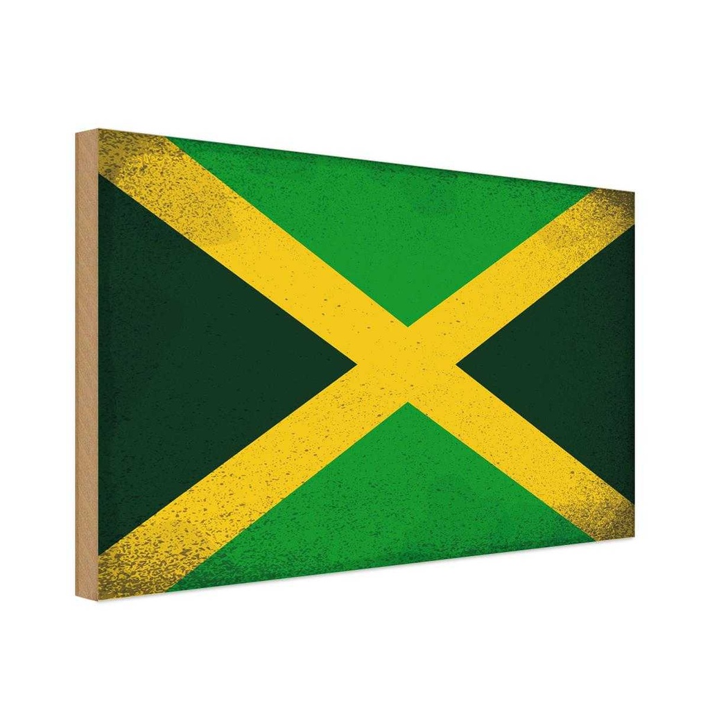 Holzschild 30x40 cm Jamaika Jamaica Flagge Fahne Wappen