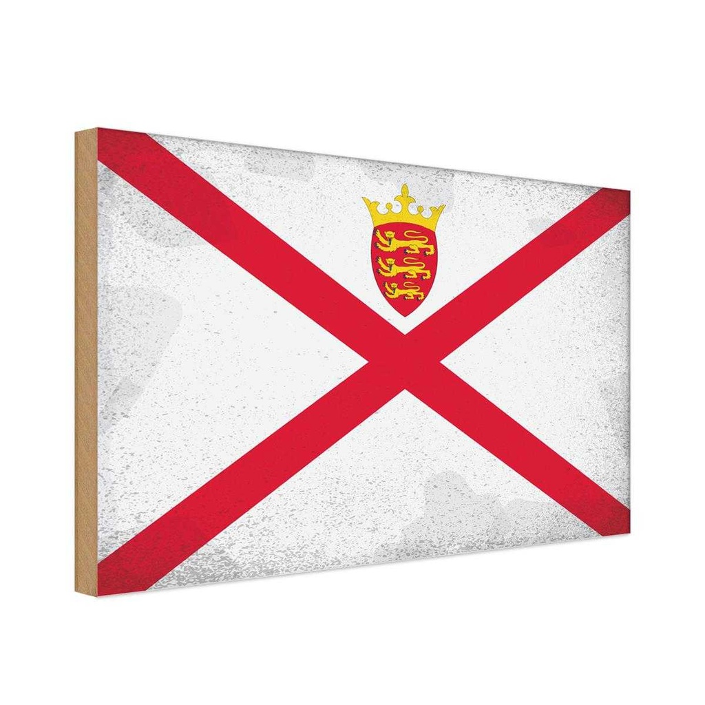 Holzschild 30x40 cm Jersey Flagge Fahne Wappen