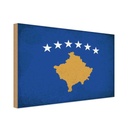 Holzschild 30x40 cm Kosovo Flagge Fahne Wappen