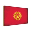 Holzschild 30x40 cm Kirgisistan Kyrgyzstan Flagge Fahne Wappen