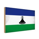 Holzschild 30x40 cm Lesotho Flagge Fahne Wappen