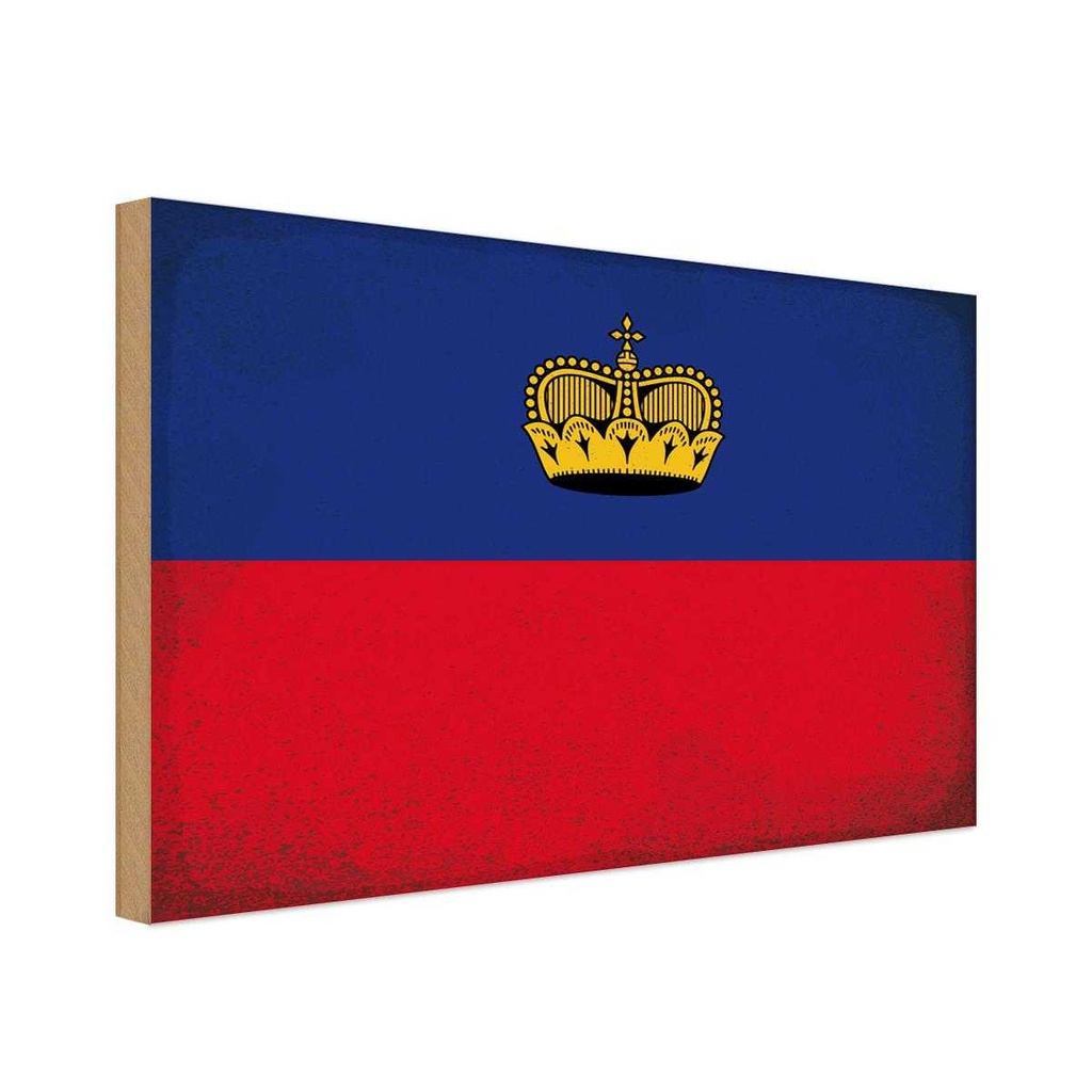 Holzschild 30x40 cm Liechtenstein Flagge Fahne Wappen