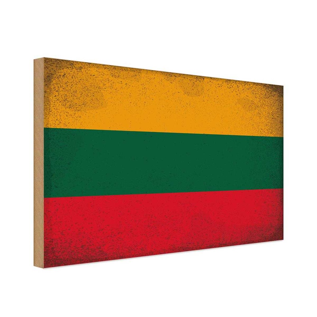 Holzschild 30x40 cm Litauen Lithuania Flagge Fahne Wappen