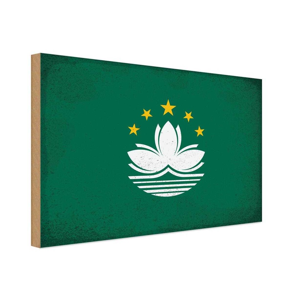 Holzschild 30x40 cm Macau Flagge Fahne Wappen