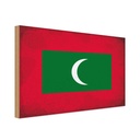 Holzschild 30x40 cm Malediven Maldives Flagge Fahne Wappen