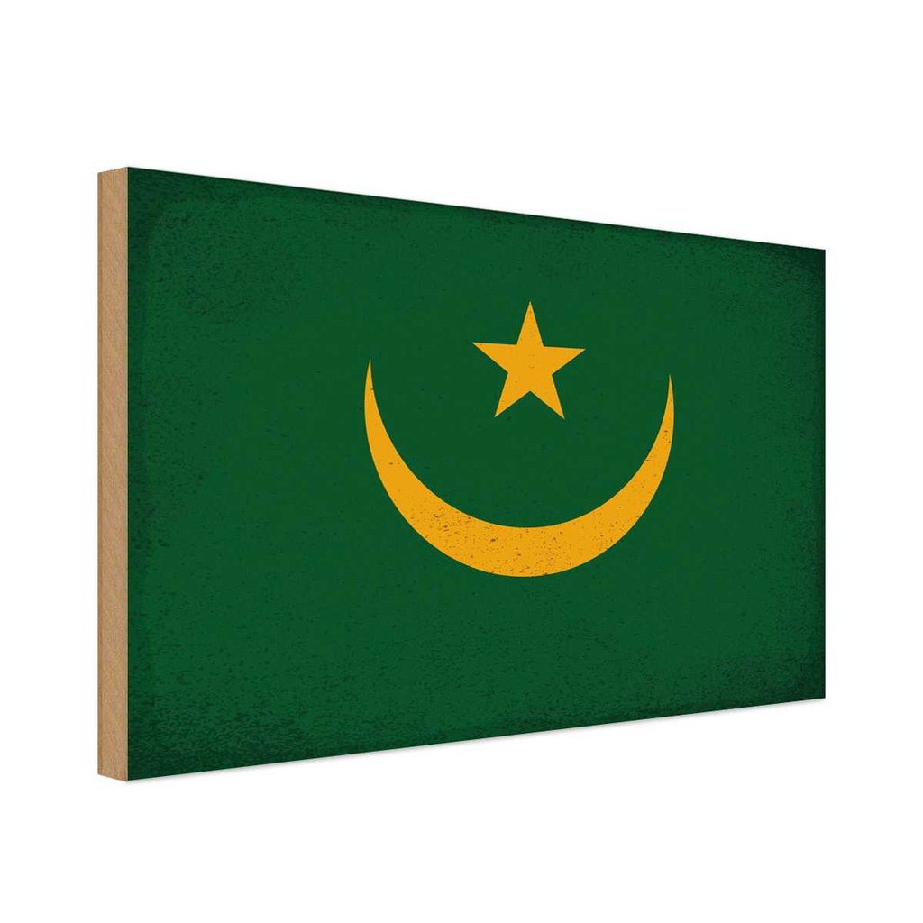 Holzschild 30x40 cm Mauretanien Mauritania Flagge Fahne Wappen