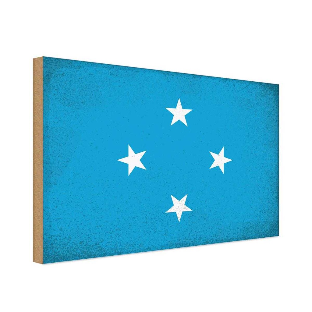 Holzschild 30x40 cm Mikronesien Micronesia Flagge Fahne Wappen