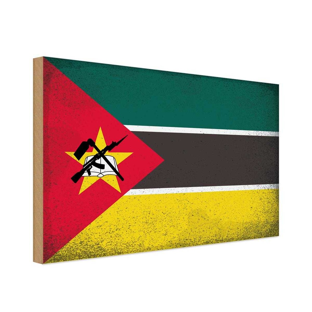 Holzschild 30x40 cm Mosambik Mozambique Flagge Fahne Wappen