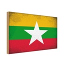 Holzschild 30x40 cm Myanmar Flagge Fahne Wappen