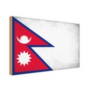 Holzschild 30x40 cm Nepal Flagge Fahne Wappen