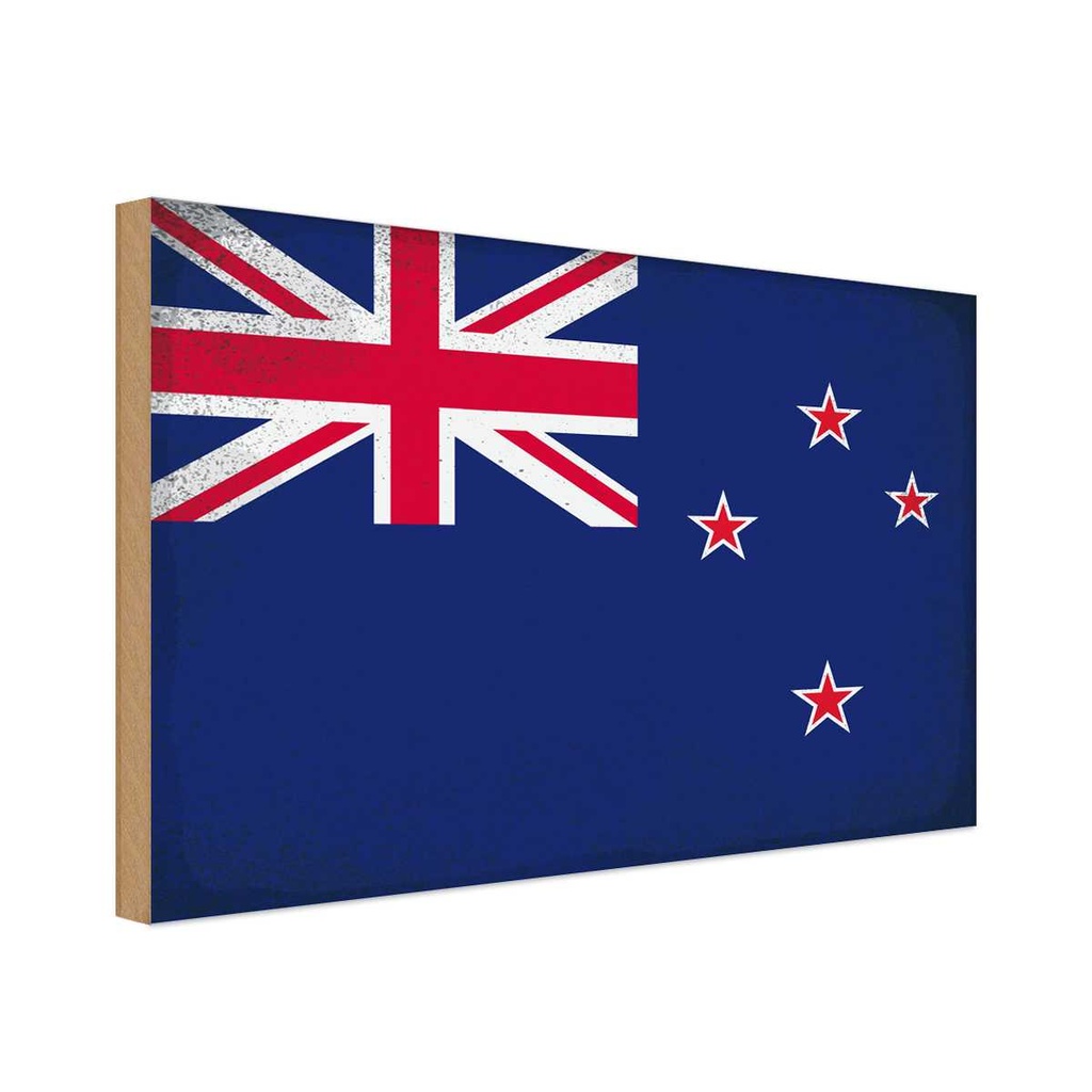 Holzschild 30x40 cm Neuseeland New Zealand Flagge Fahne Wappen