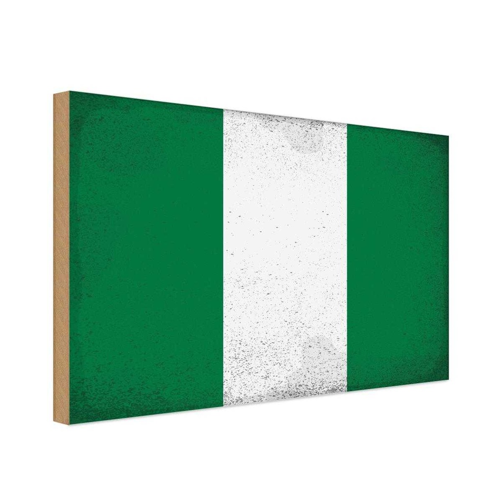 Holzschild 30x40 cm Nigeria Flagge Fahne Wappen