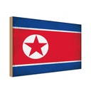 Holzschild 30x40 cm Nordkorea North Korea Flagge Fahne Wappen