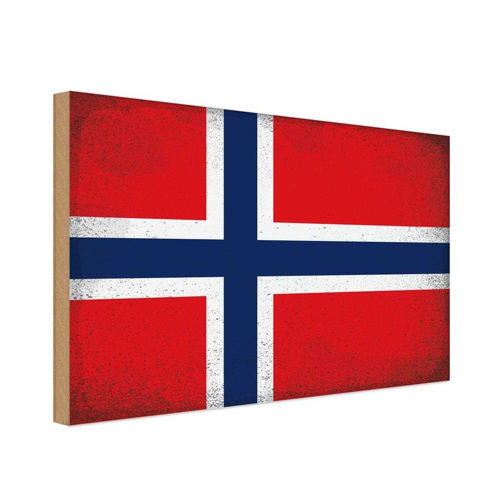 Holzschild 30x40 cm Norwegen Norway Flagge Fahne Wappen