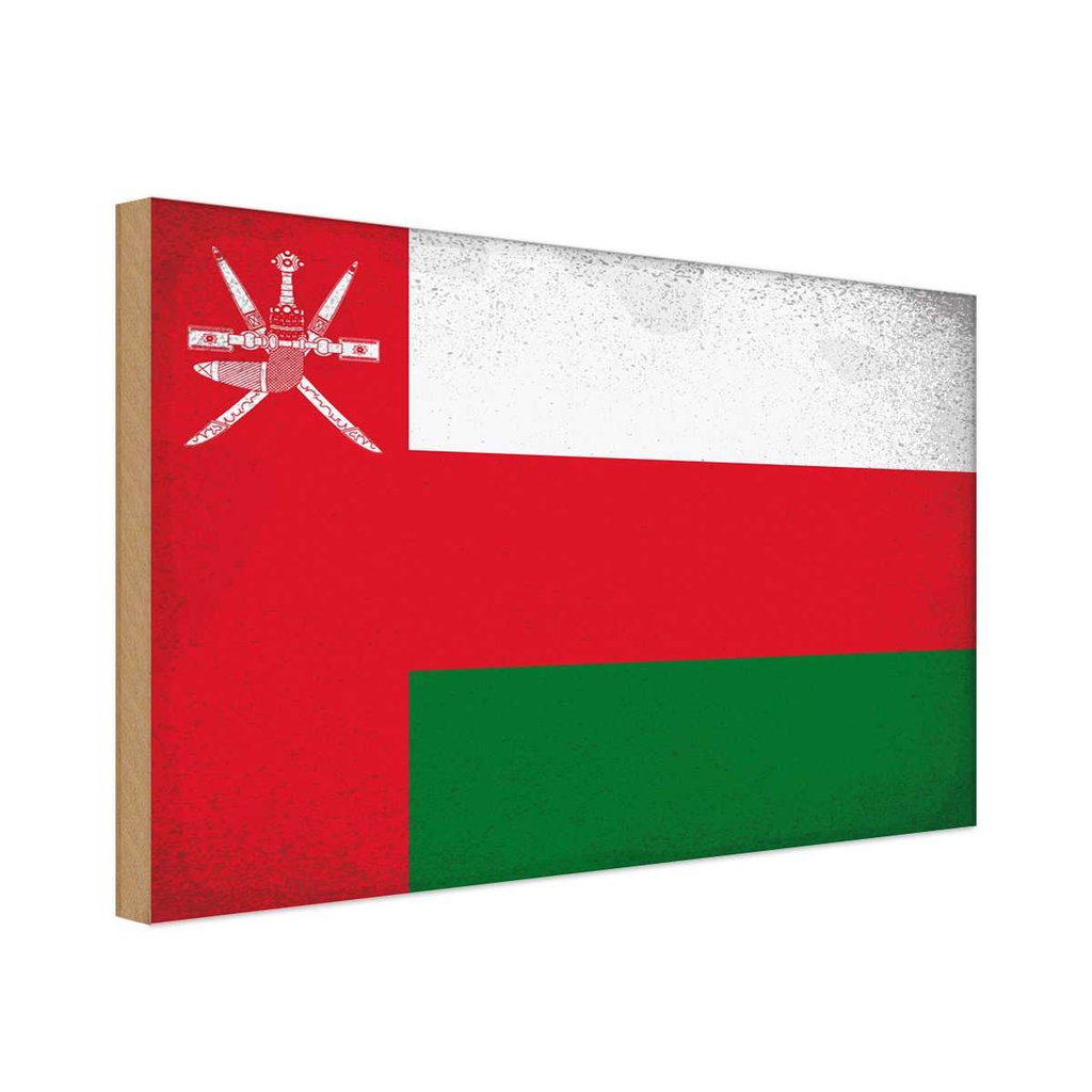 Holzschild 30x40 cm Oman Flagge Fahne Wappen