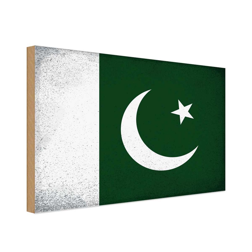 Holzschild 30x40 cm Pakistan Flagge Fahne Wappen