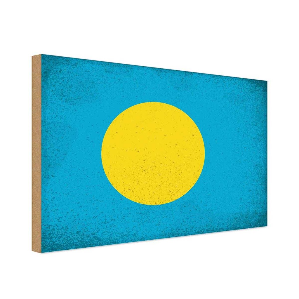 Holzschild 30x40 cm Palau Flagge Fahne Wappen
