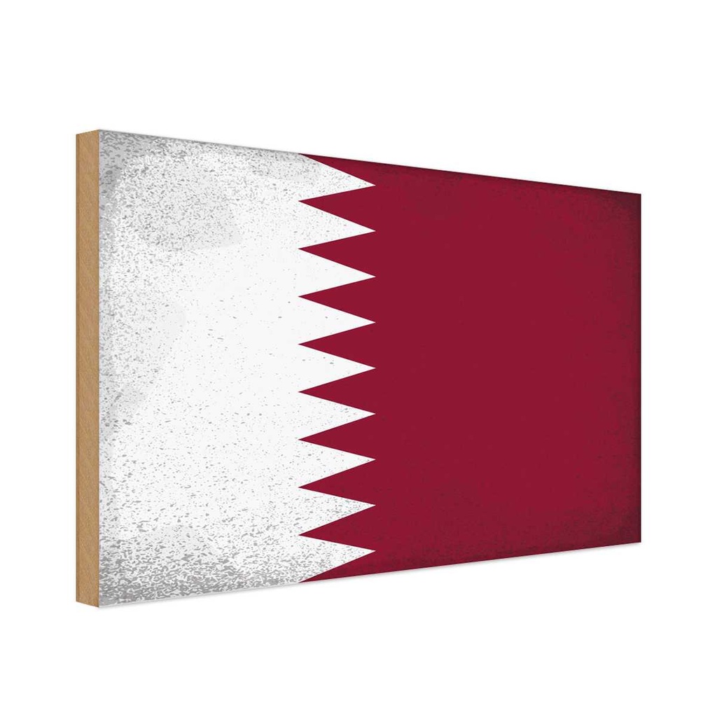 Holzschild 30x40 cm Katar Qatar Flagge Fahne Wappen