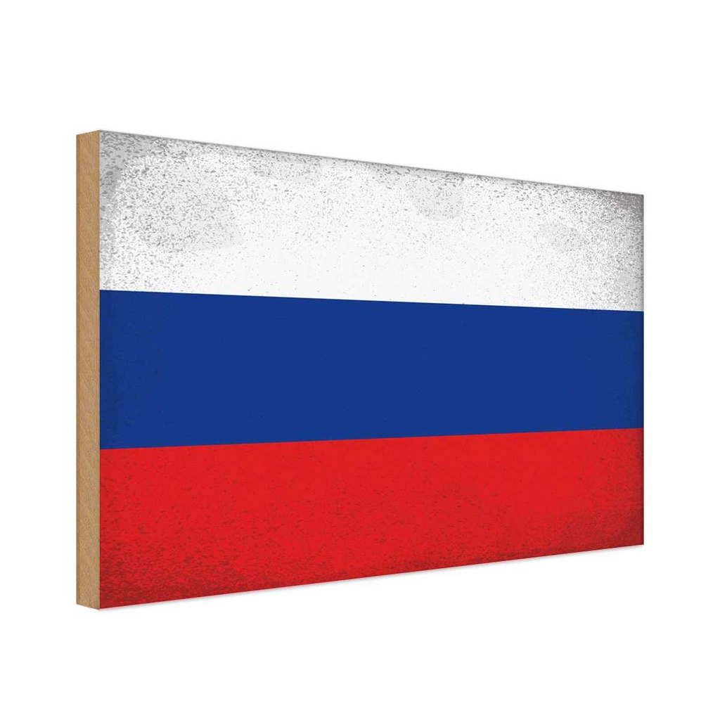 Holzschild 30x40 cm Russland Russia Flagge Fahne Wappen