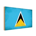 Holzschild 30x40 cm Saint Lucia Flagge Fahne Wappen