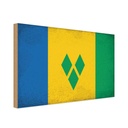 Holzschild 30x40 cm Saint Vincent Grenadinen Flagge Fahne Wappen