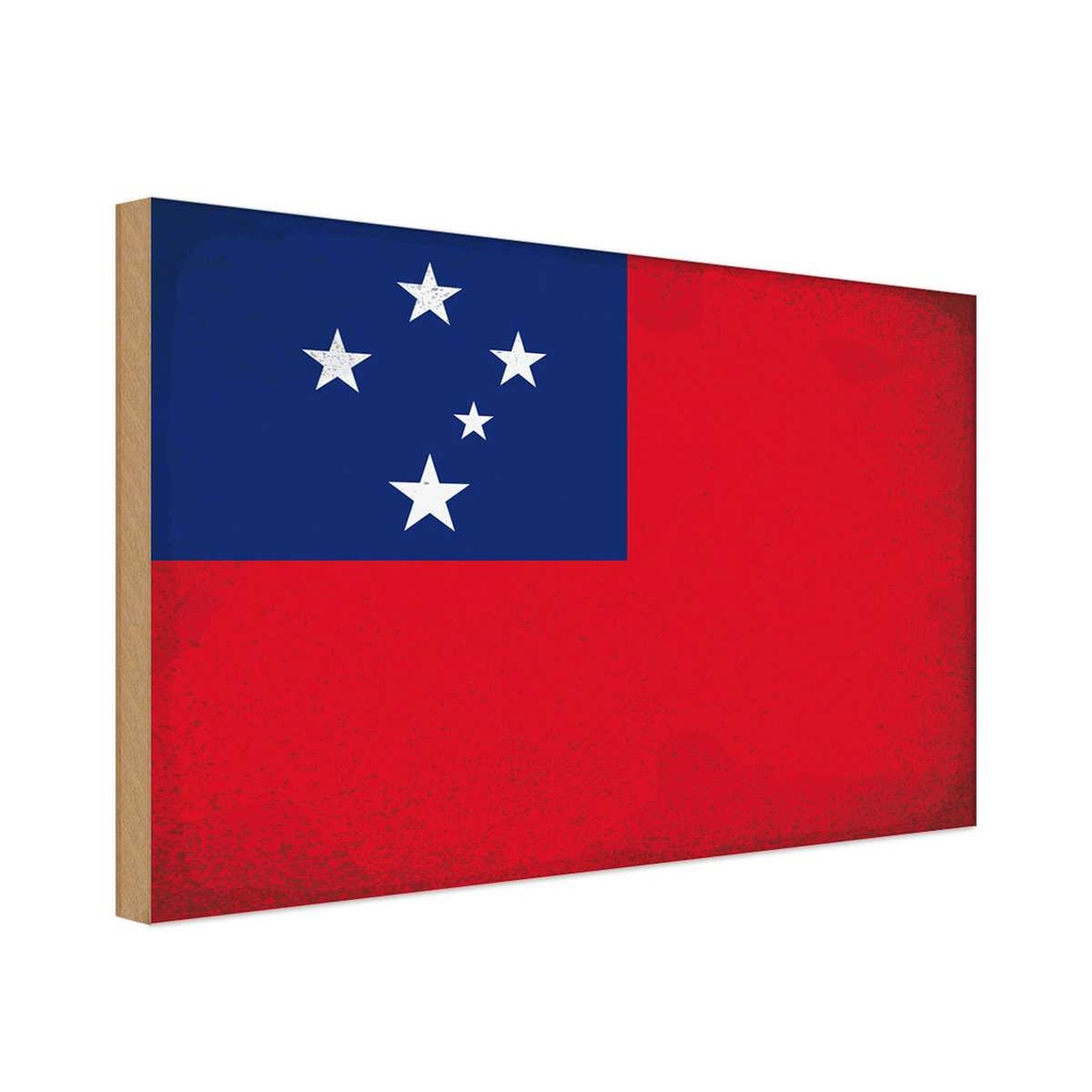 Holzschild 30x40 cm Samoa Flagge Fahne Wappen