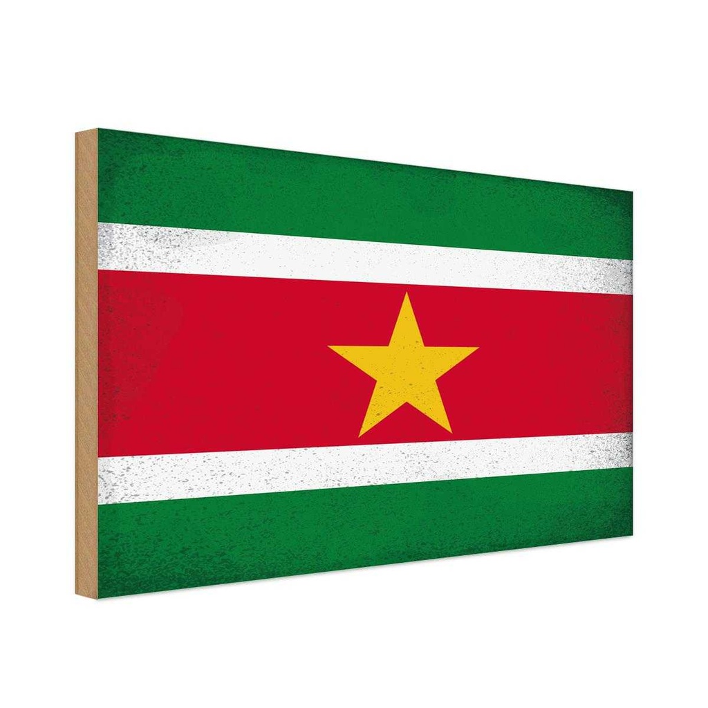 Holzschild 30x40 cm Suriname Flagge Fahne Wappen