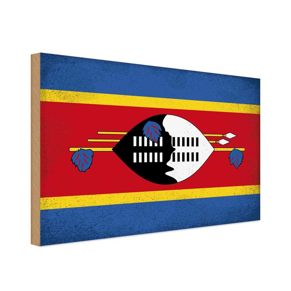 Holzschild 30x40 cm Swasiland Eswatini Flagge Fahne Wappen