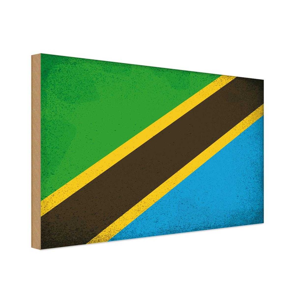 Holzschild 30x40 cm Tansania Tanzania Flagge Fahne Wappen