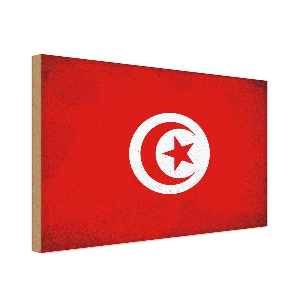 Holzschild 30x40 cm Tunesien Tunisia Flagge Fahne Wappen